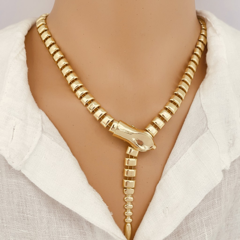 Snake Design Necklace- Gold plated 18k 